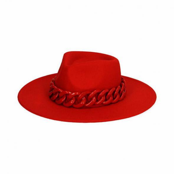 Primadonna Collection Sombrero rojo con maxicadena | Sombreros Mujer