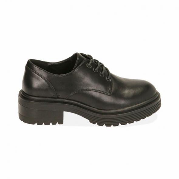 Primadonna Collection Zapatos negros con cordones, tacón de 4,5 cm. | Zapatos Con Cordones Mujer