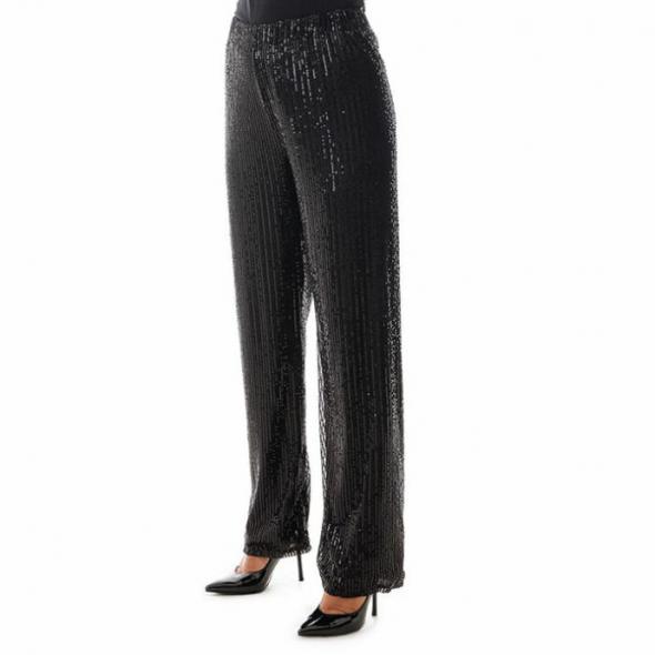 Primadonna Collection Pantalón negro oversize de lentejuelas | Pantalones Mujer